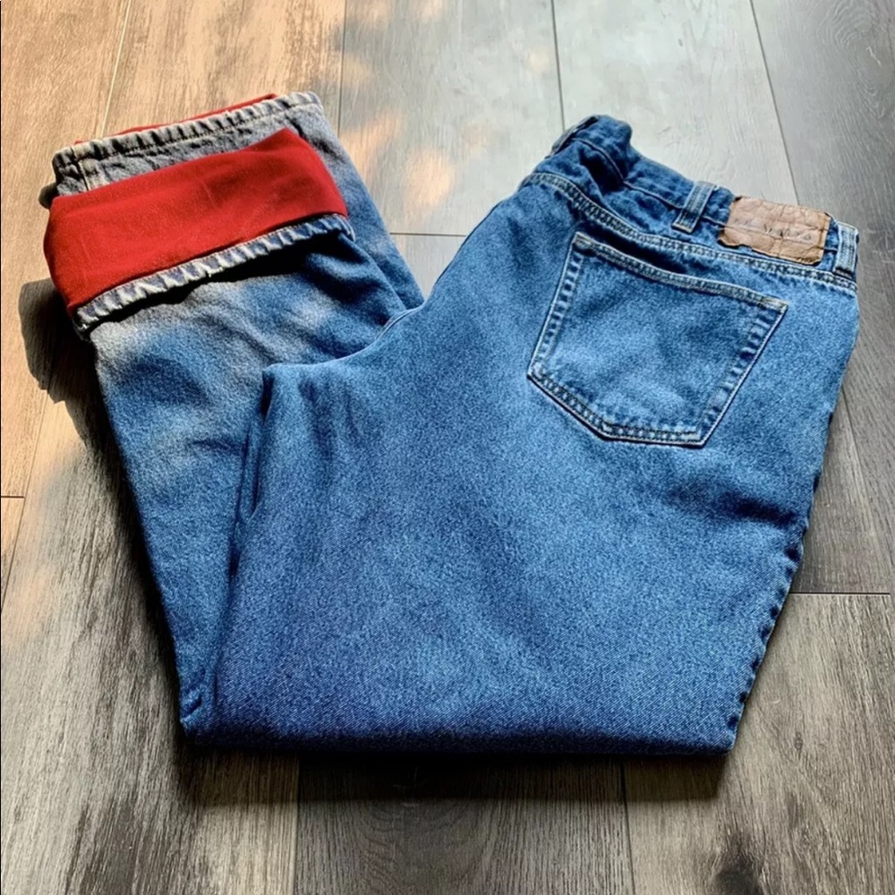 Men’s Insulated Jeans NEVADA Red LINED Denim 44x32 Warm Outdoors For Winter